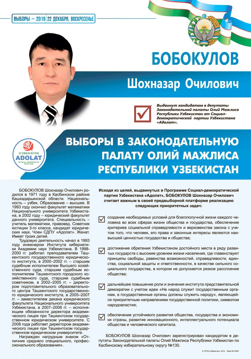 Бобокулов Шохназар Очилович