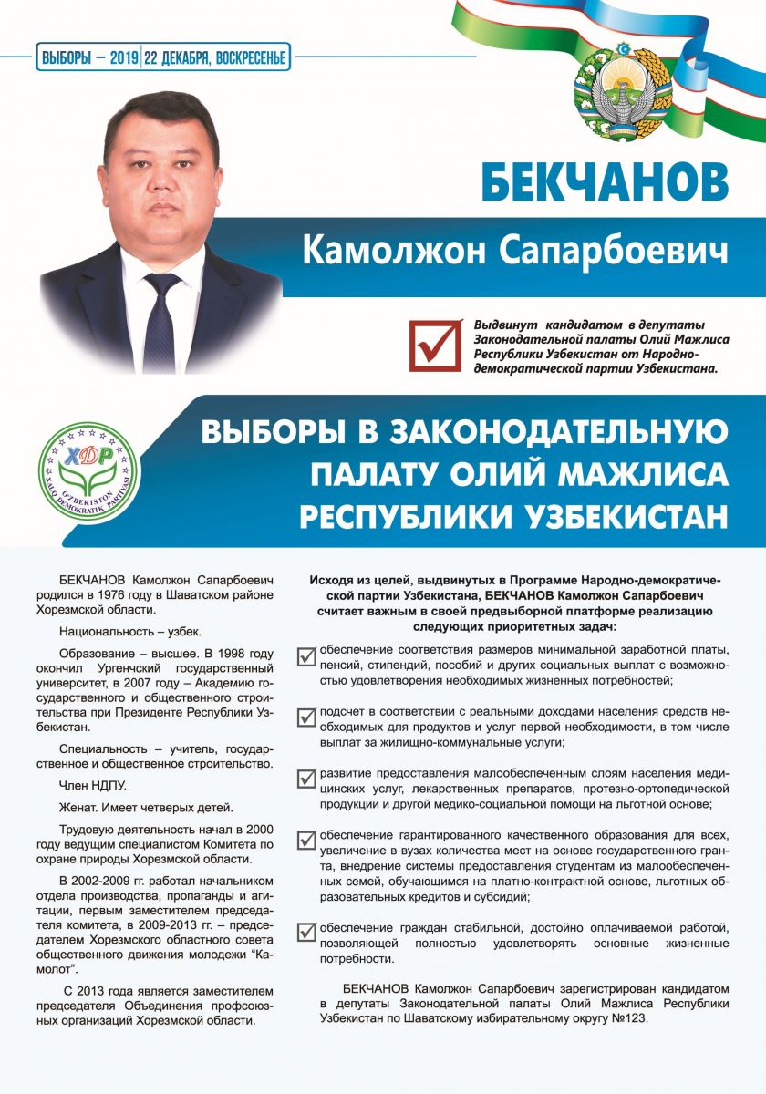 Бекчанов Камолжон Сапарбоевич