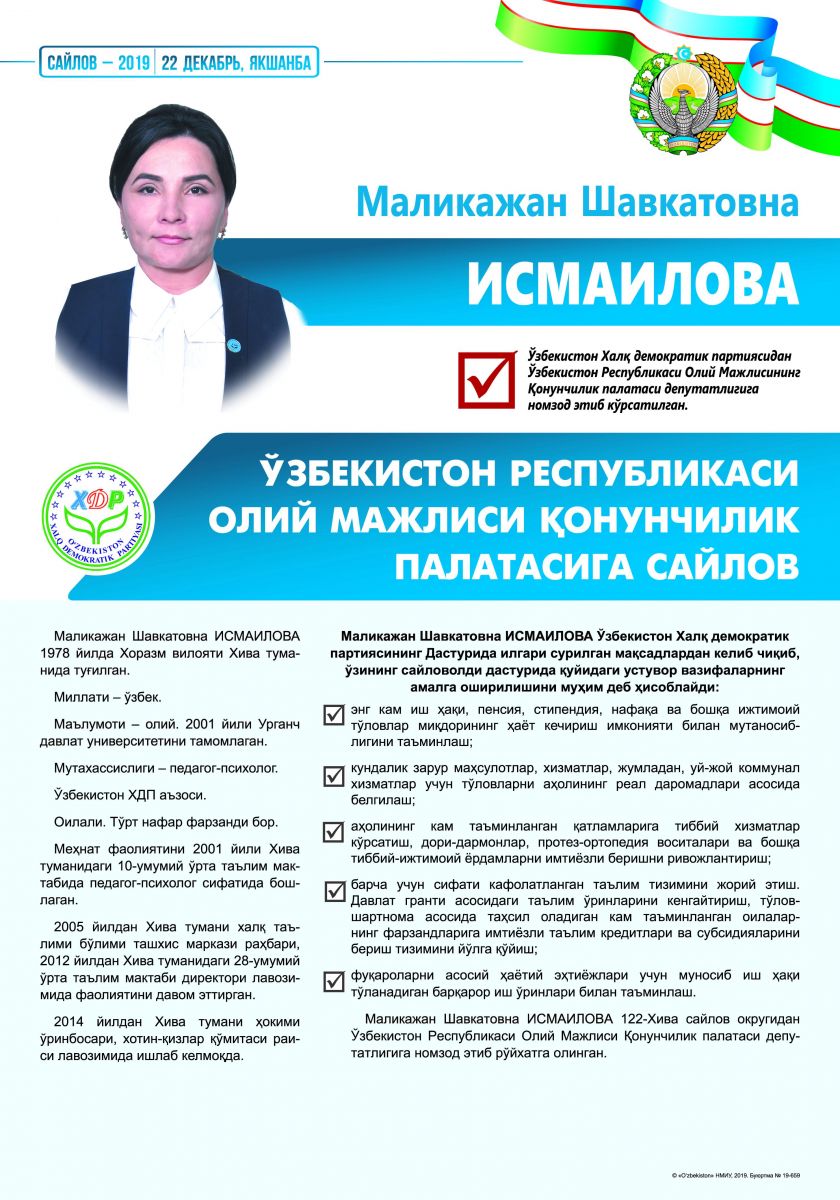 Исмаилова Маликажан Шавкатовна